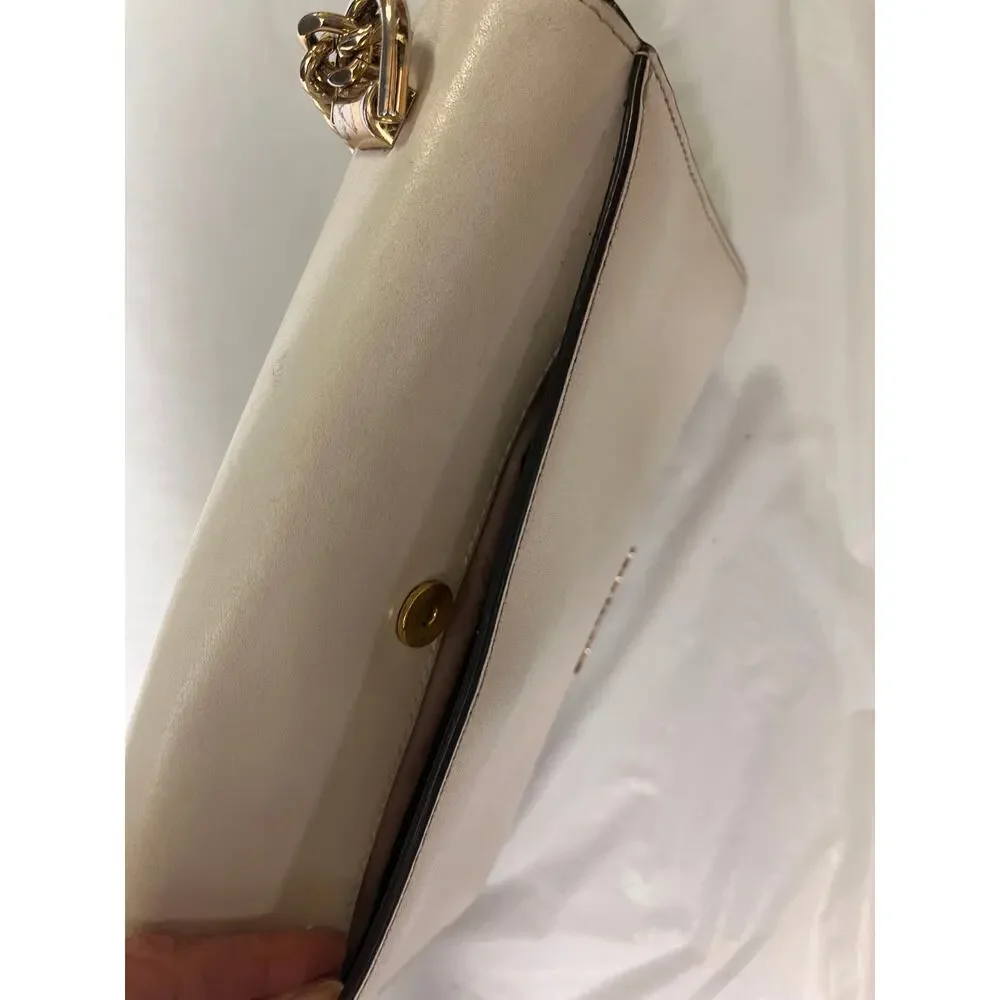 Michael Kors Cream Jade Leather Shoulder Bag Purse, Gold Hardware